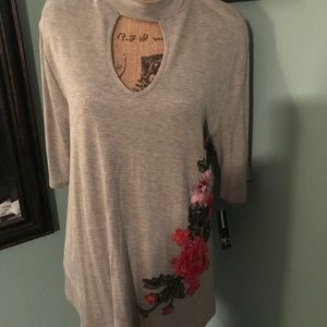 NWT Directions Plus size high neck keyhole shirt.